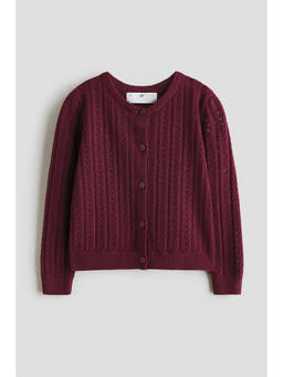 H&M - Girls Red Pointelle-Knit Cotton Cardigan
