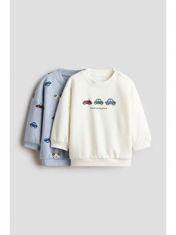 H&M - Boys White 2-Pack Printed Sweatshirts