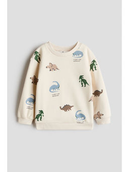 H&M - Boys Beige Printed Brushed-Inside Sweatshirt