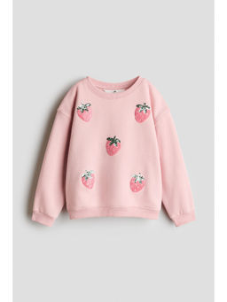 H&M - Girls Multi-Color Motif-Detail Brushed-Inside Sweatshirt