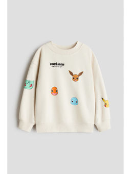 H&M - Boys White Printed Brushed-Inside Sweatshirt