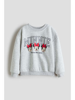 H&M - Girls Grey Printed Brushed-Inside Sweatshirt