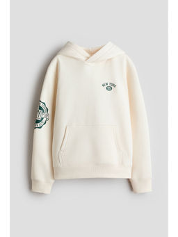 H&M - Boys White Print-Motif Brushed-Inside Hoodie
