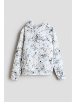 H&M - Boys White Printed Brushed-Inside Hoodie