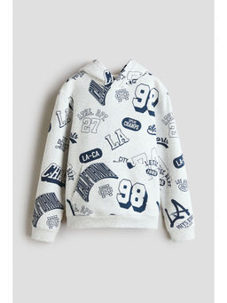 H&M - Boys Grey Printed Brushed-Inside Hoodie
