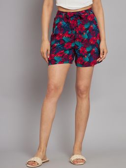 NOBARR - Women's Viscose Floral Print Multi-Colour Summer Shorts
