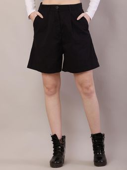 NOBARR - Women's Cotton Solid Black Shorts