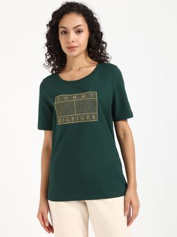 Tommy Hilfiger - Womens Green Printed T-Shirt