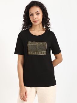 Tommy Hilfiger - Womens Black Printed T-Shirt