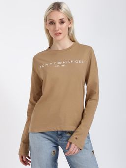 Tommy Hilfiger - Womens Beige Printed T-Shirt