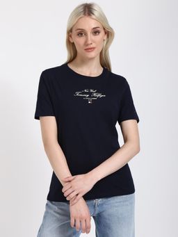 Tommy Hilfiger - Womens Solid Black T-Shirt