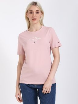 Tommy Hilfiger - Womens Solid Pink T-Shirt