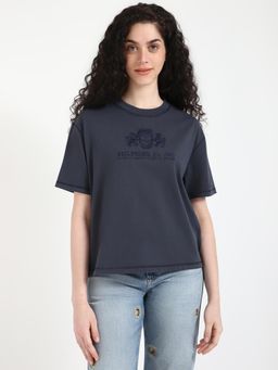 Tommy Hilfiger - Womens Navy Blue Solid T-Shirt