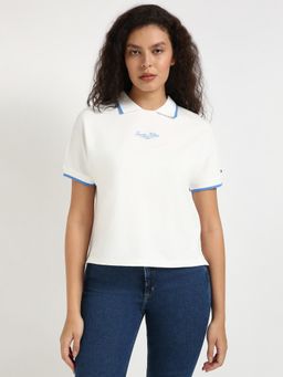 Tommy Hilfiger - Womens Solid White Polo T-Shirt