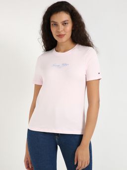 Tommy Hilfiger - Womens Solid Pink T-Shirt