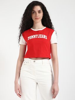 Tommy Hilfiger - Womens Red Crop T-Shirt