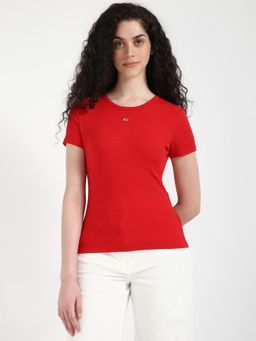 Tommy Hilfiger - Womens Solid Red T-Shirt