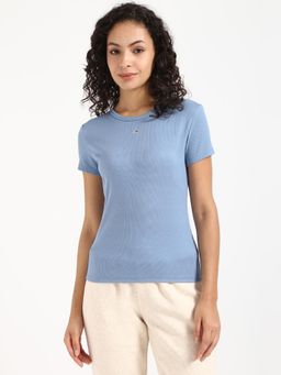 Tommy Hilfiger - Womens Solid Blue T-Shirt