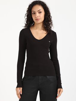 Tommy Hilfiger - Womens Solid Black T-Shirt