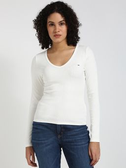 Tommy Hilfiger - Womens Solid White T-Shirt