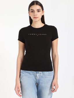 Tommy Hilfiger - Womens Solid Black T-Shirt