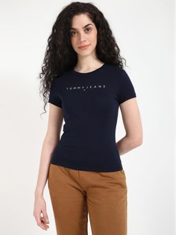 Tommy Hilfiger - Womens Solid Navy Blue T-Shirt