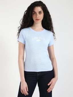 Tommy Hilfiger - Womens Solid Blue T-Shirt