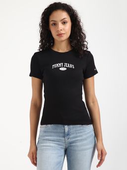 Tommy Hilfiger - Womens Solid Black T-Shirt
