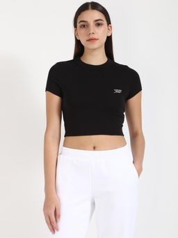 Tommy Hilfiger - Womens Solid Black T-Shirt