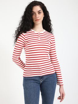 Tommy Hilfiger - Womens Stripes Red T-Shirt