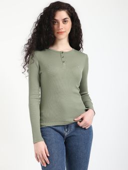 Tommy Hilfiger - Womens Solid Green T-Shirt
