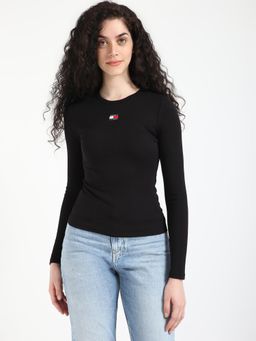 Tommy Hilfiger - Womens Solid Black T-Shirt