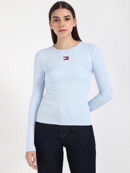 Tommy Hilfiger - Womens Solid Blue T-Shirt