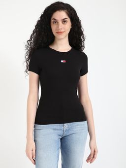 Tommy Hilfiger - Womens Solid Black T-Shirt