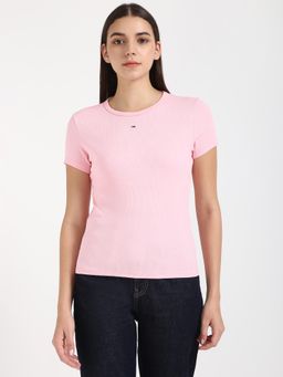 Tommy Hilfiger - Womens Solid Pink T-Shirt