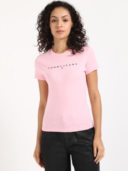 Tommy Hilfiger - Womens Solid Pink T-Shirt