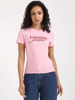 Tommy Hilfiger - Womens Printed Pink T-Shirt