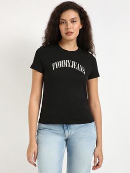 Tommy Hilfiger - Womens Solid Black T-Shirt
