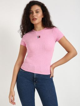 Tommy Hilfiger - Womens Solid Pink T-Shirt