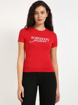 Tommy Hilfiger - Womens Printed Red T-Shirt