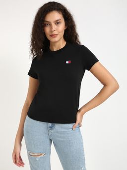 Tommy Hilfiger - Womens Solid Black T-Shirt