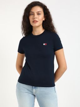 Tommy Hilfiger - Womens Solid Navy Blue T-Shirt