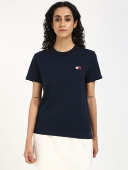 Tommy Hilfiger - Womens Solid Navy Blue T-Shirt