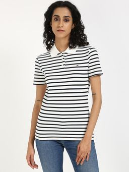 Tommy Hilfiger - Womens Stripes White Polo T-Shirt