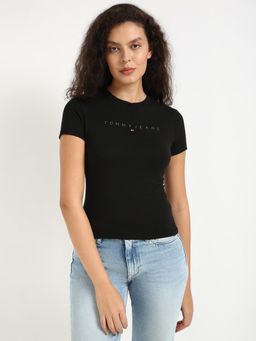 Tommy Hilfiger - Womens Solid Black T-Shirt