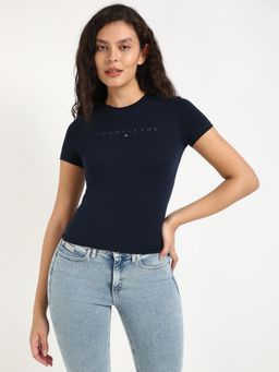 Tommy Hilfiger - Womens Solid Navy Blue T-Shirt