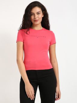 Tommy Hilfiger - Womens Solid Pink T-Shirt