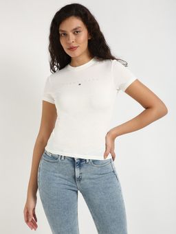 Tommy Hilfiger - Womens Solid White T-Shirt