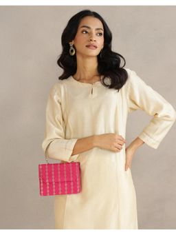 Fabindia - Pink Brocade Woven Clutch (S)