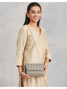 Fabindia - Grey Brocade Woven Clutch